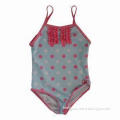 Girls' Bikini with Adorable Polka Print, Ruffles on Chest, High-elastic Straps, Fashionable